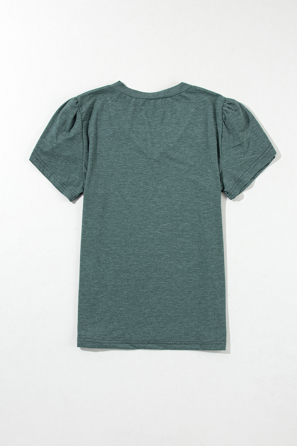 Mist Green Tulip Sleeve V Neck T-Shirt