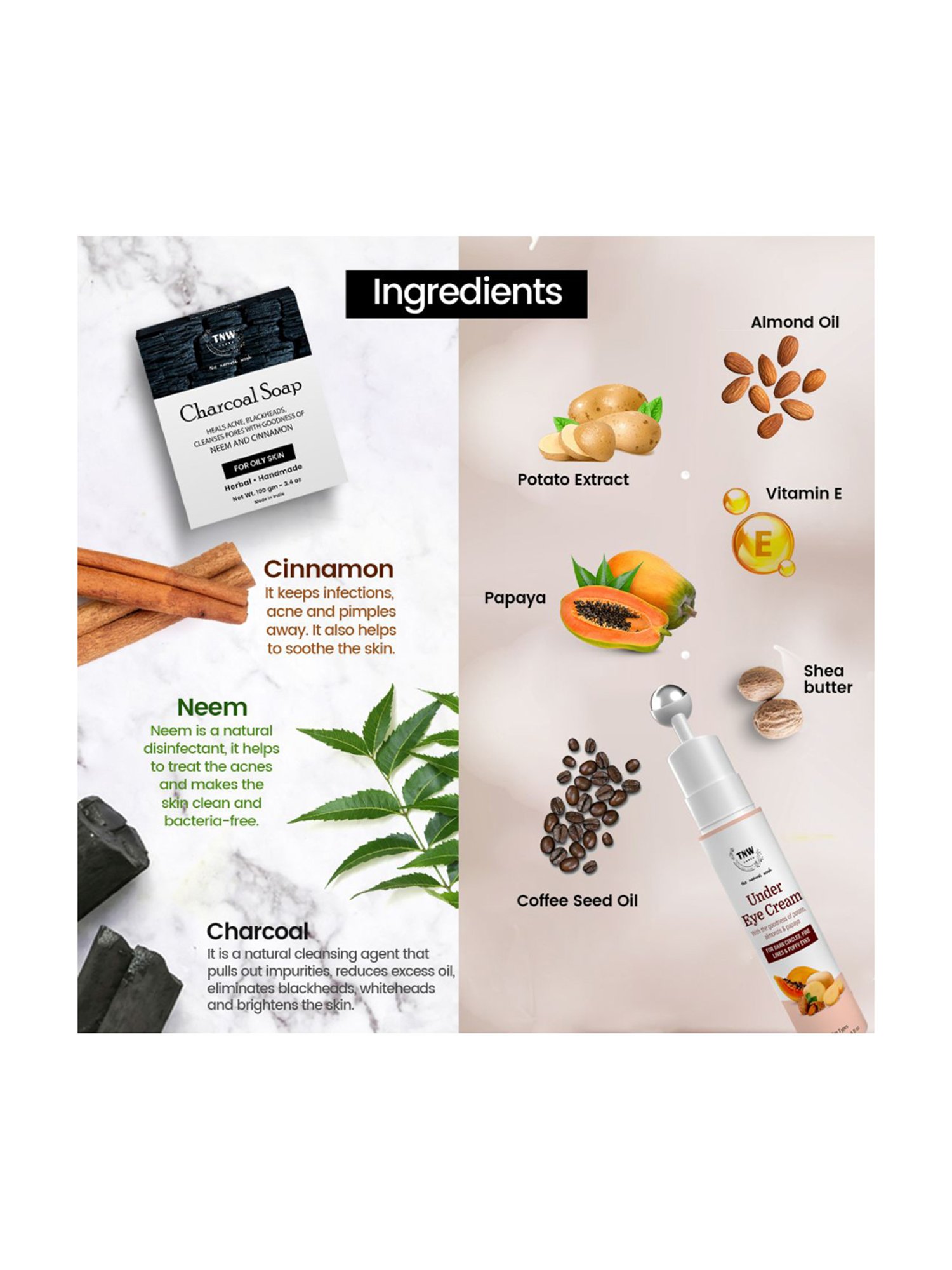 TNW-The Natural Wash Charcoal Soap & Under Eye Cream