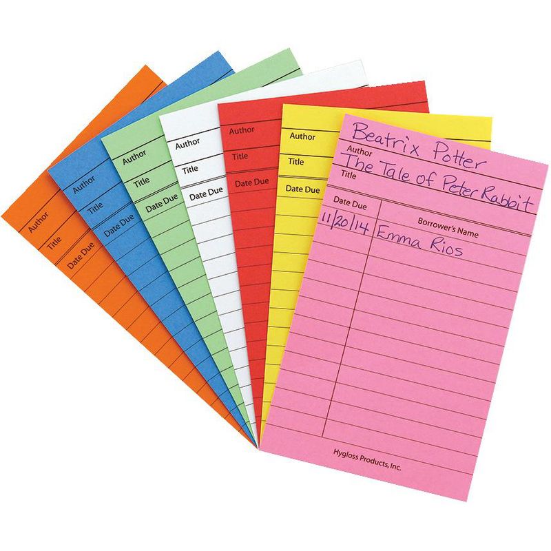 Hygloss Library Cards, Assorted Bright Colors, 3 x 5 Inch, pk of 500