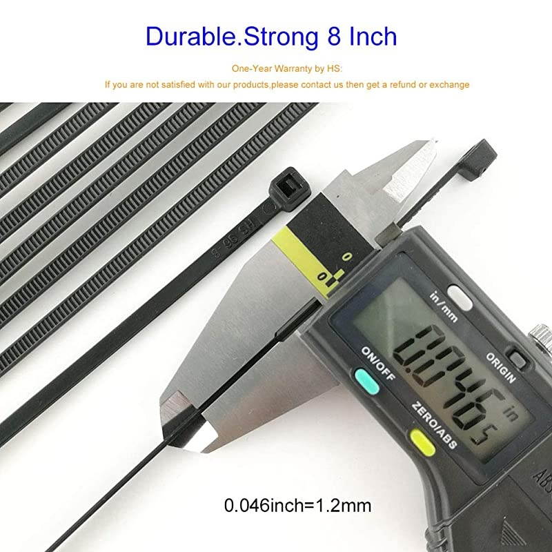 White Cable Zip Ties Premium Nylon Wire Management Ties 50 LB Tensile Strength 8 Inch White 1000 Pack