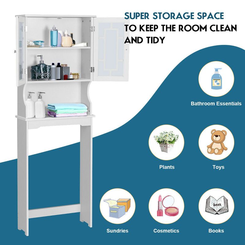 Costway Bathroom Spacesaver Over the Toilet Door Storage Cabinet Tower Organizer White