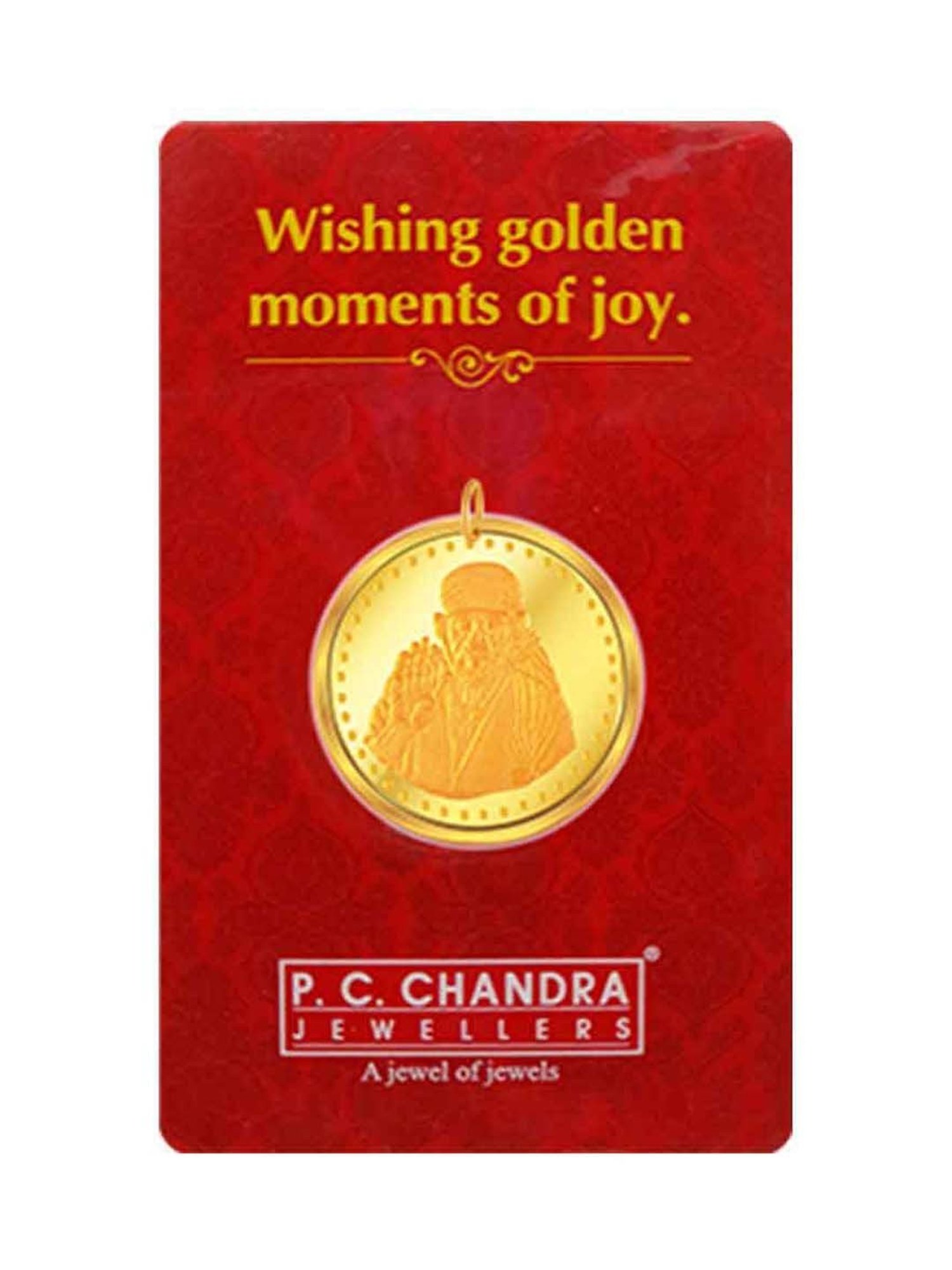 P.C. Chandra Jewellers 24k (999) 10gm Yellow Gold Sai Baba Coin Pendant