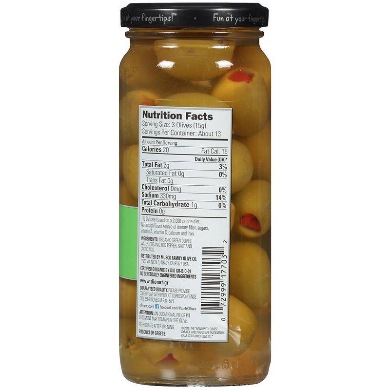 Pearls Organic Red Pepper Stuffed Green Olives - 6.7oz