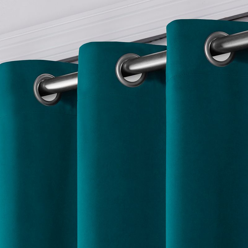 84"x100" Sateen Blackout Solid Grommet Top Extra Wide Curtain Panel Dark Teal - Exclusive Home