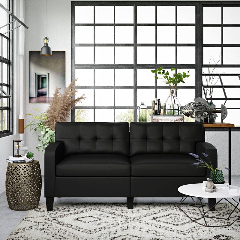 Zakari Faux Leather Modern Sofa with Tufting Black - Dorel Living
