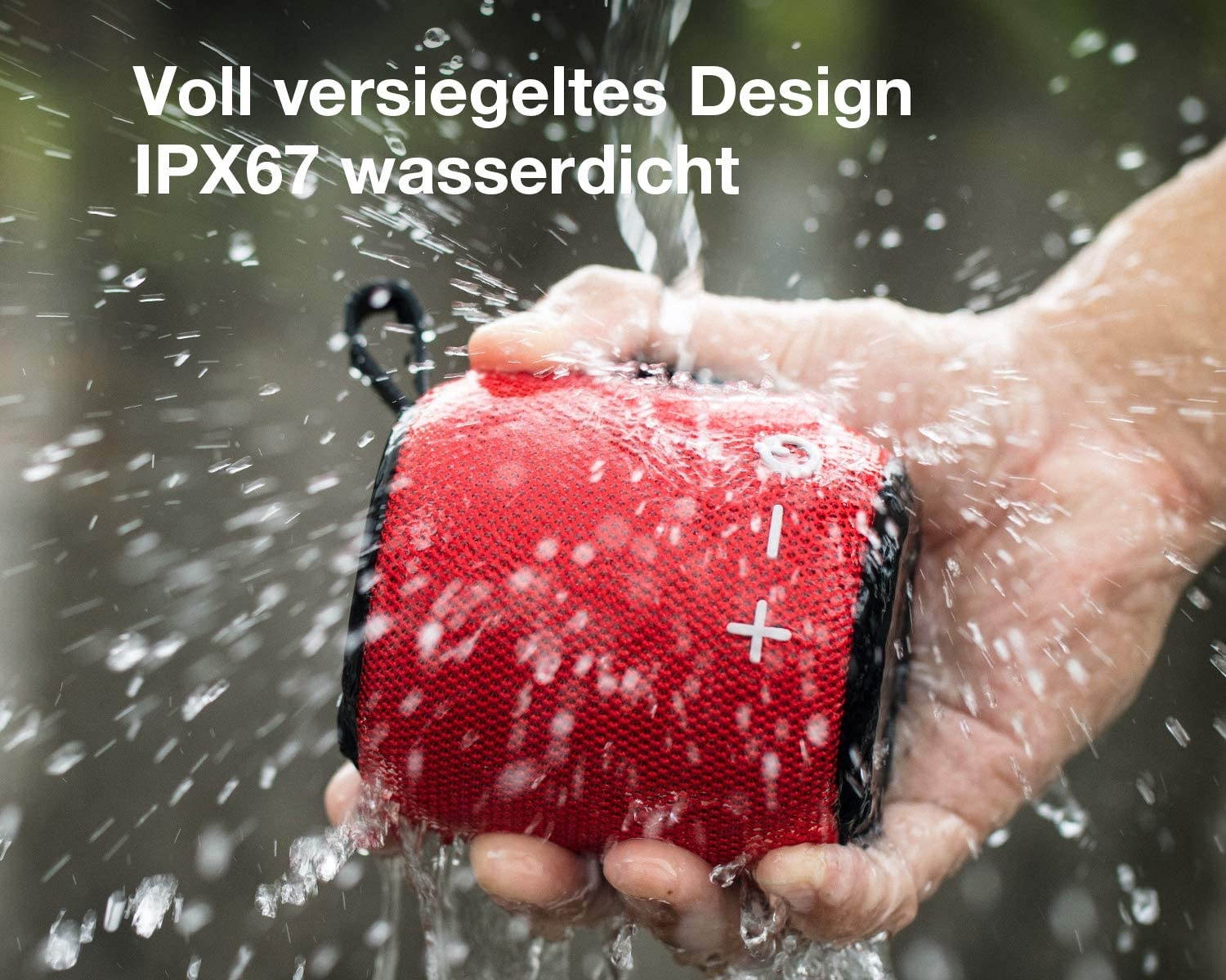 Portable Bluetooth Speaker,Bluetooth 5.0 Dual Pairing Loud Wireless Mini Speaker, 360 Surround Sound & Rich Stereo Bass,12H Playtime, IPX67 Waterproof for Travel, Outdoors, Home and Party(RED)