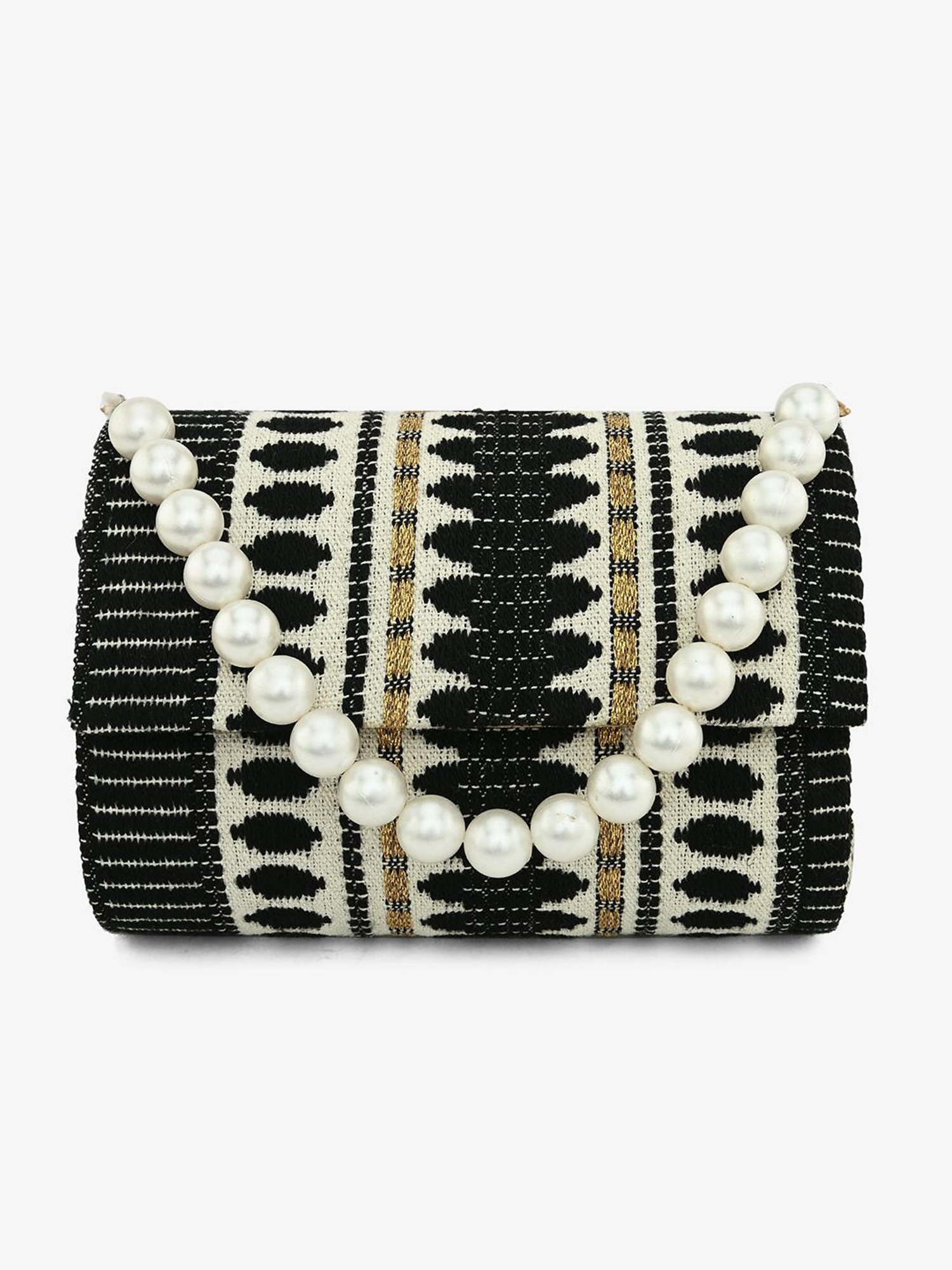 Gaurapakhi Black Printed Envelope Clutch