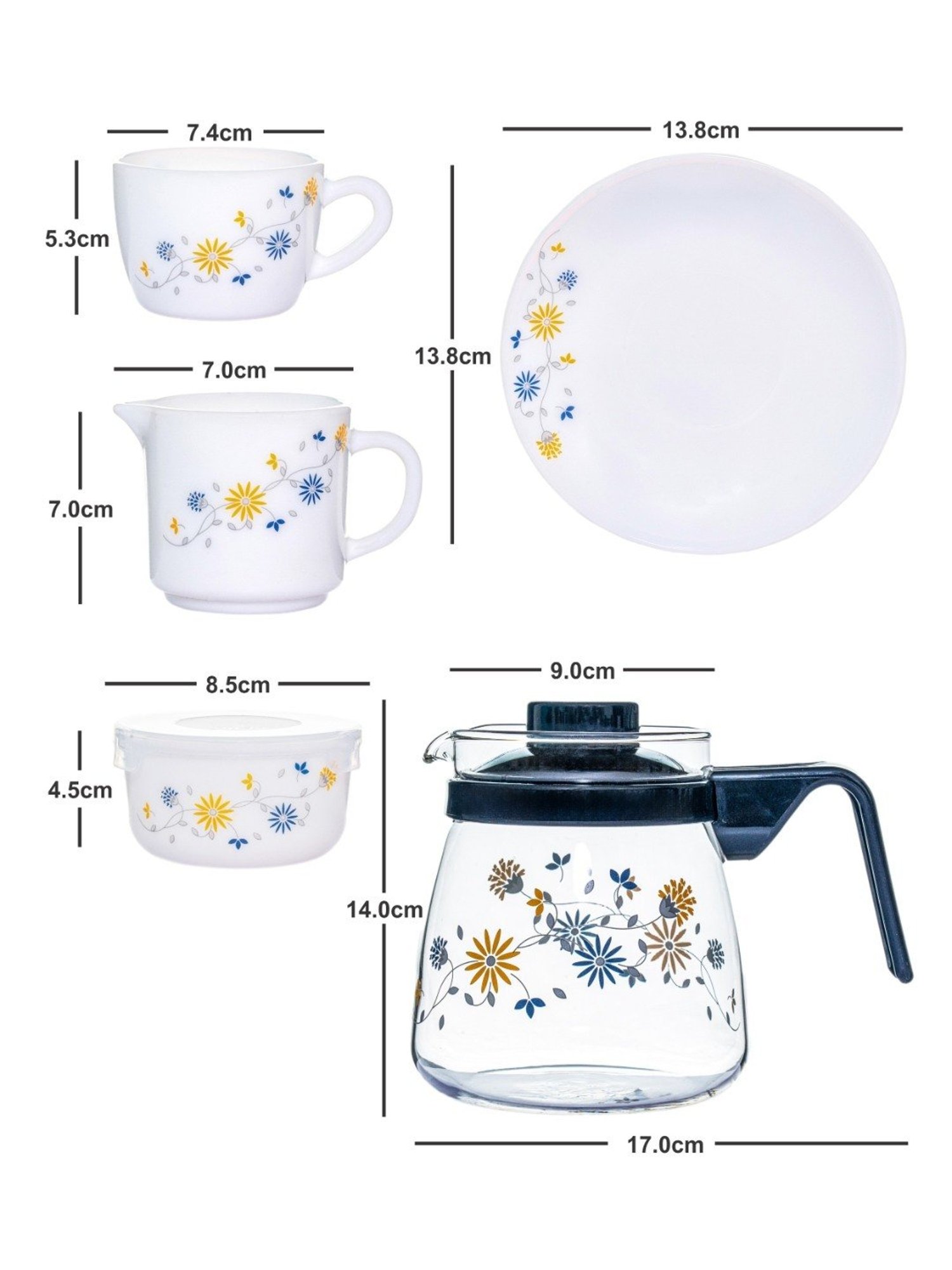 Cello Multicolor Opalware 15pcs Tea Set