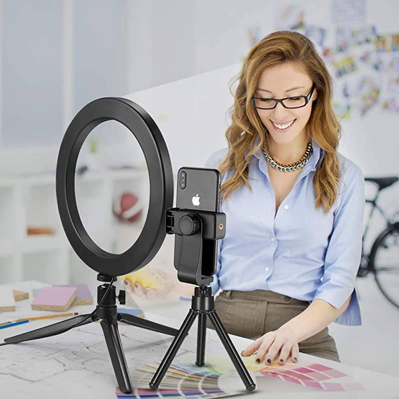 Ring Light 10 with Stand Tripod for Makeup Live Streaming amp YouTube Video Table Camera Light with Cell Phone Holder Mini Dimmable Lamp with 3 Light Modes amp 11 Brightness Level 10 inch