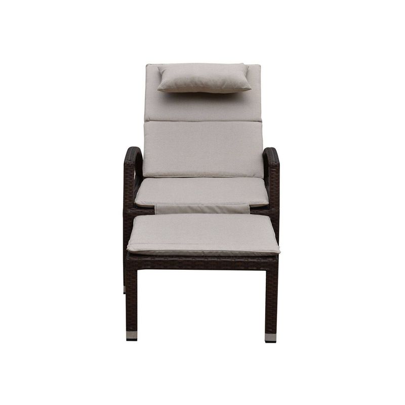 Beach Front Deck Chair To Chaise Lounge Combo - Brown - Courtyard Casual