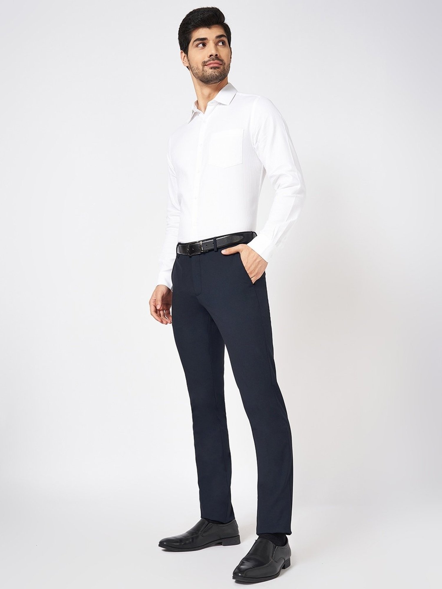 Peregrine By Pantaloons Navy Slim Fit Trousers