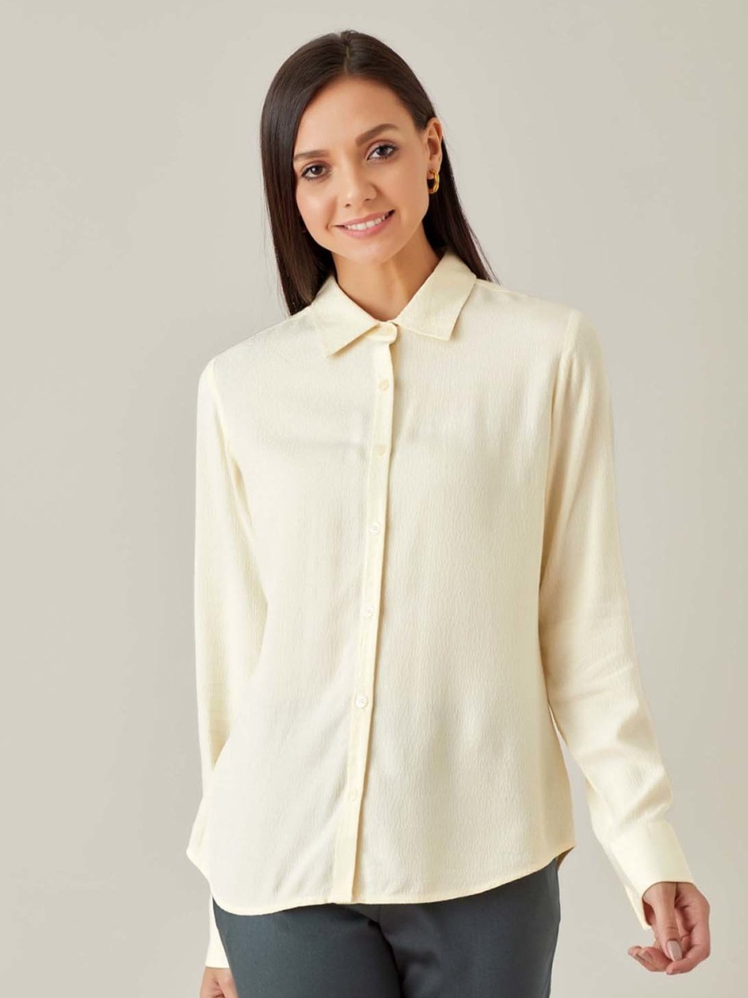 Qua Cream Textured Dobby Shirt