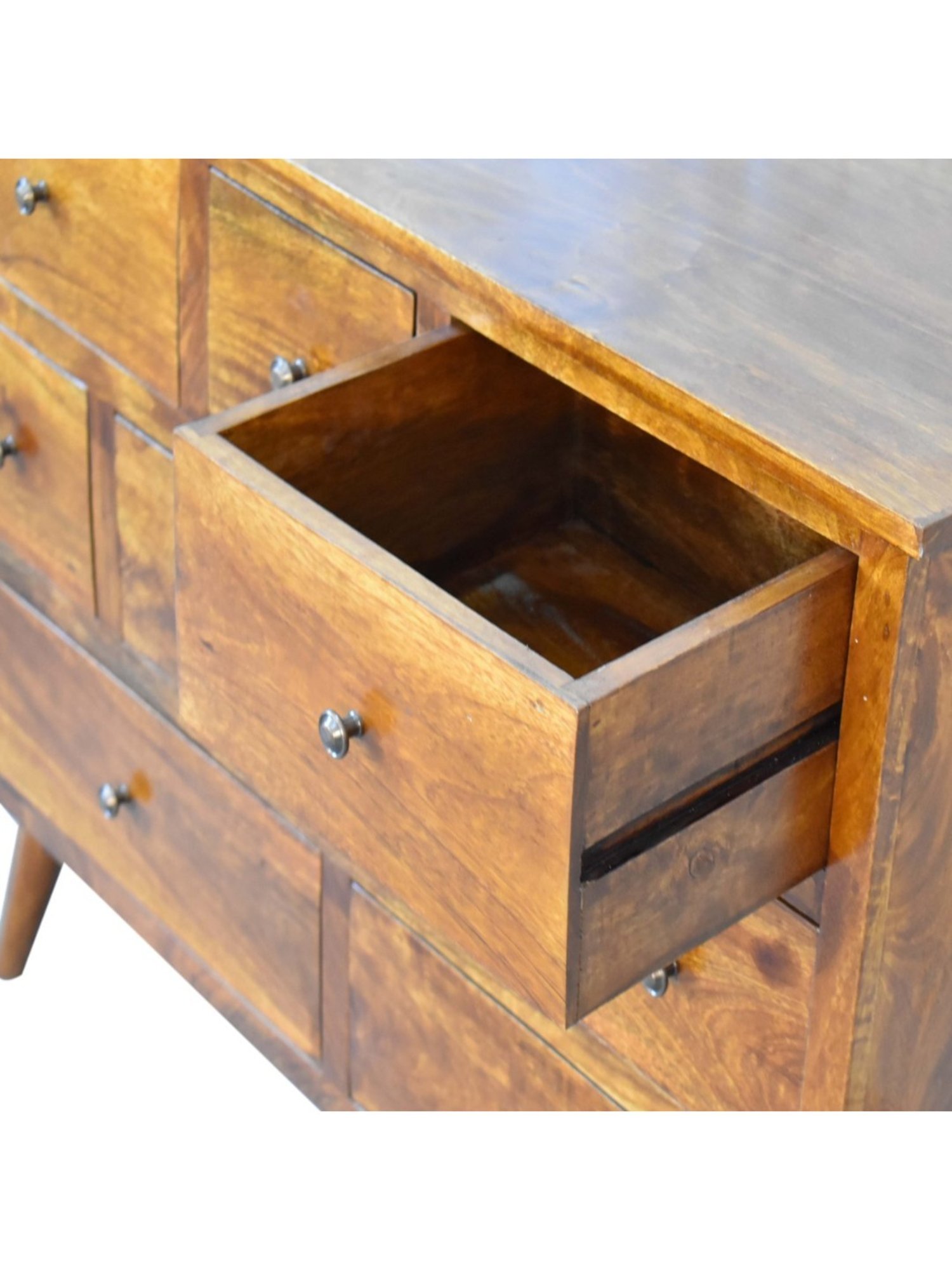 Fabindia Brown Sheesham Wood Textured Cabinet