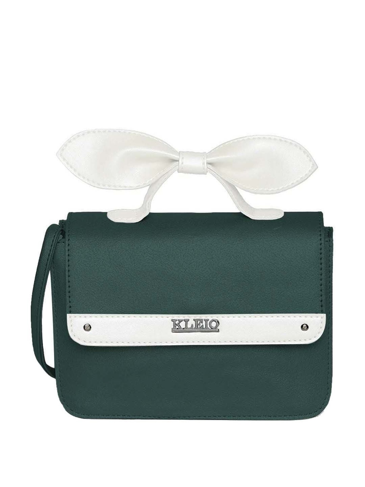 KLEIO Green Solid Small Satchel Handbag