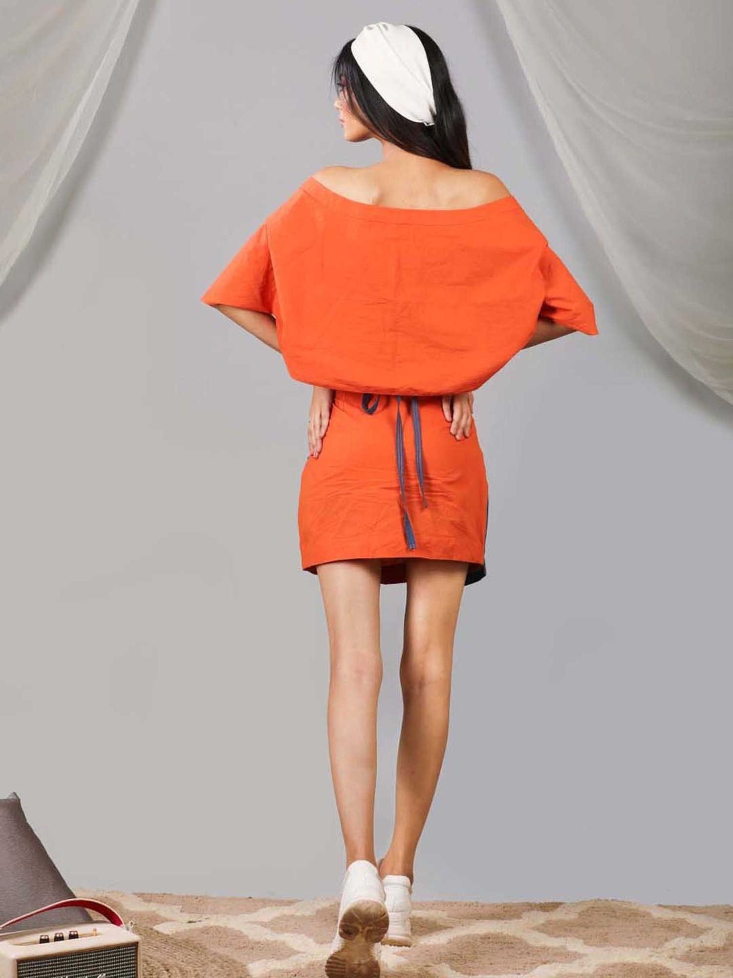 KAORI BY SHREYA AGARWAL Orange & Blue Cotton Color-Block Co-Ords Set