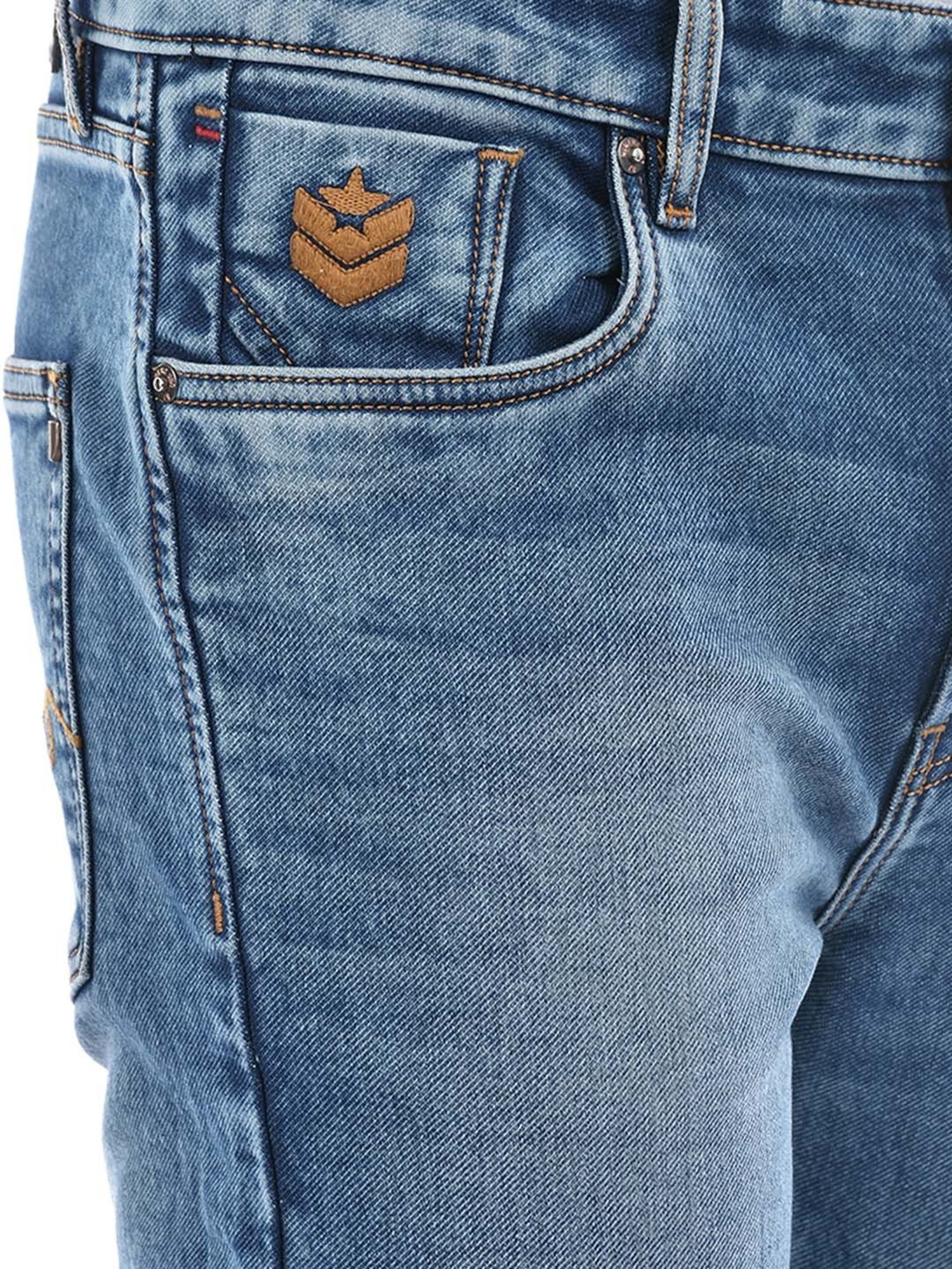 NUMERO UNO Light Blue Slim Fit Lightly Washed Jeans