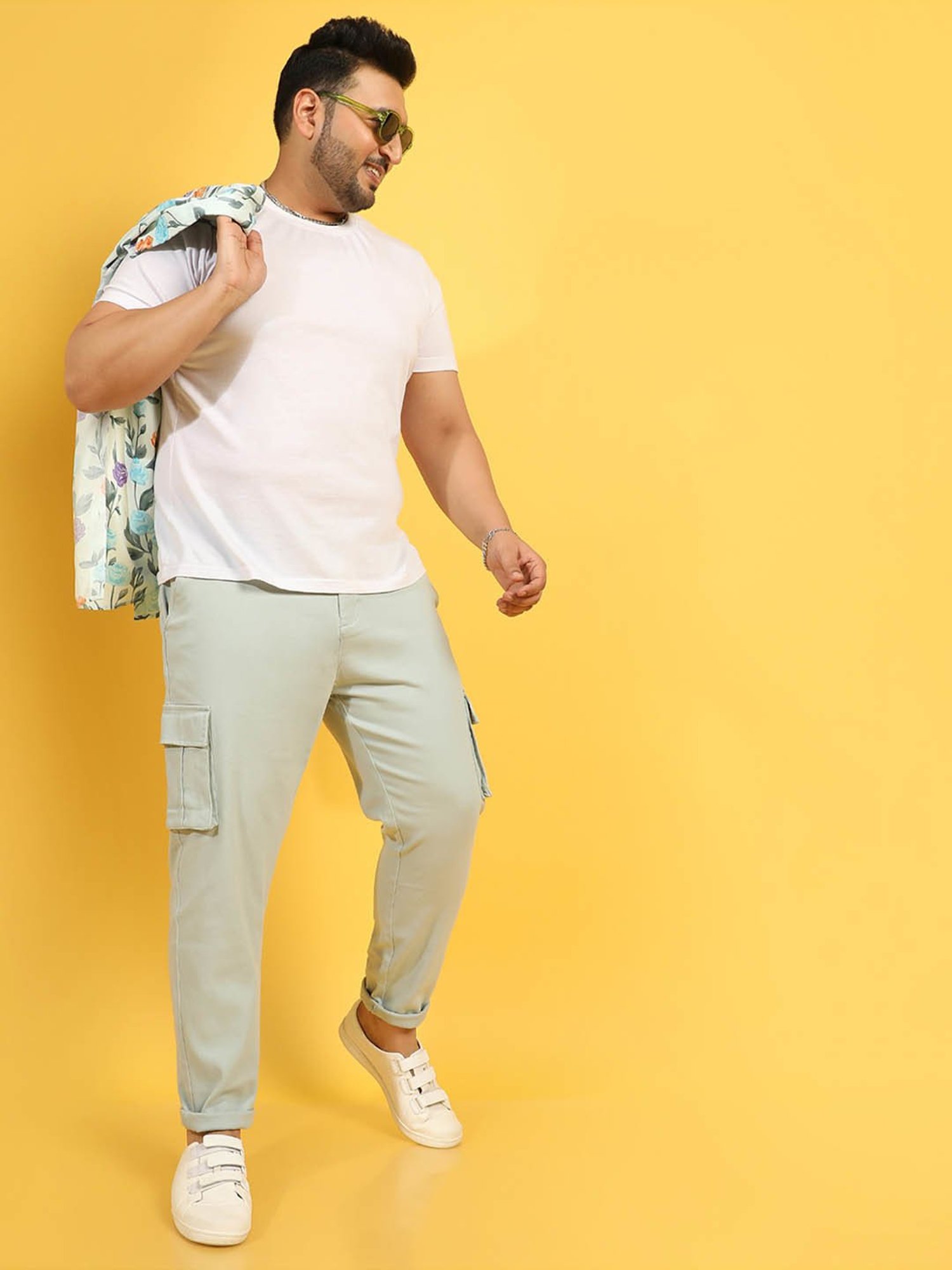 Instafab Plus Green Regular fit Plus Size Cargos