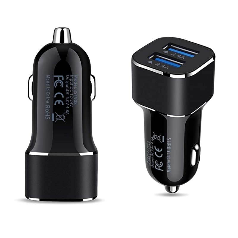 Car Charger Dual Phone Car Charger 48Amp 2Pack Car Adapter Mini Dual USB Port USB Car Charger Compatible for Samsung Galaxy A10e A20 A50 iPhone 11 Pro MaxXs MaxXsXRX876S6 Plus LG