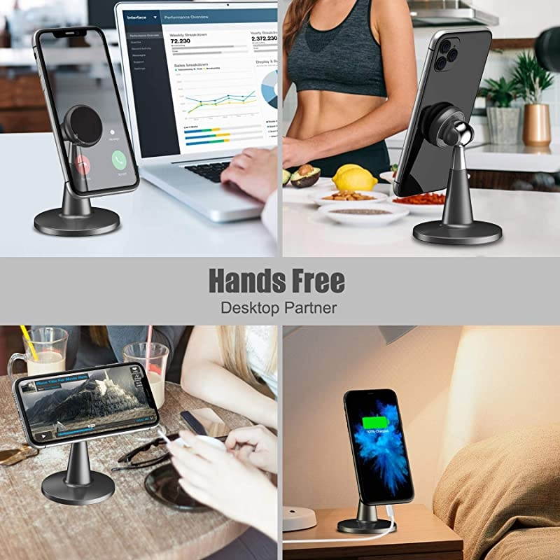 Magnet Phone Holder Desk  Desktop Magnetic Cell Phone Holder Compatible with iPhone SE 11Pro XR 8 X 7 6 6s PlusAndroid Smartphone Stand for Office Desk Gray