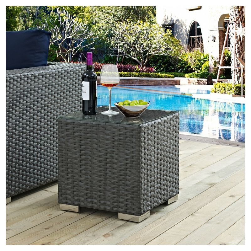 Sojourn Outdoor Square Patio Side Table - Chocolate - Modway