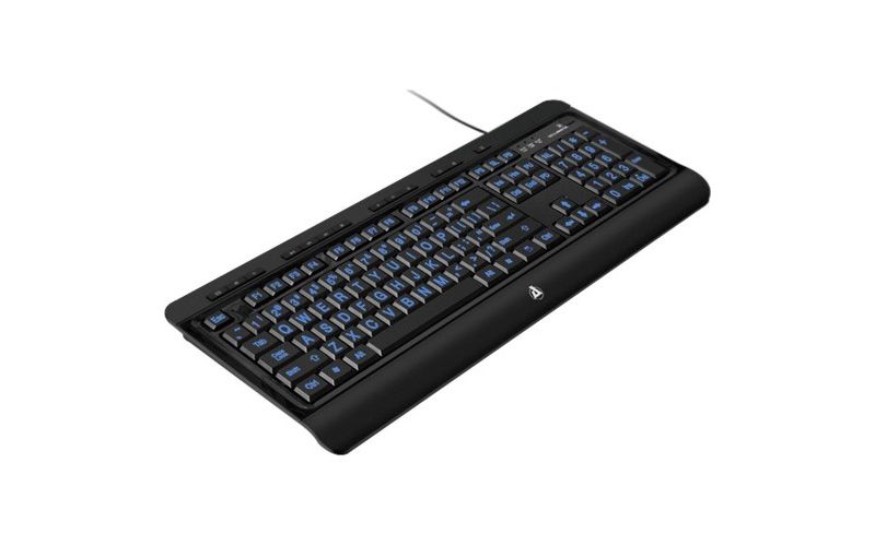 Aluratek Large Print Tri-Color Illuminated USB Keyboard - Cable Connectivity - USB Interface - English, French - PC
