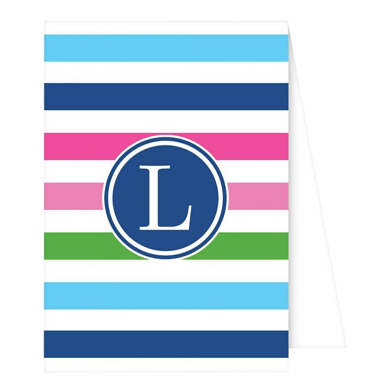 Note Cards - Preppy Stripe Monogram - L