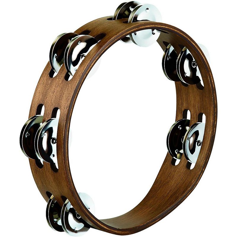 Meinl Compact Wood Tambourine with Double Row Stainless Steel Jingles 8 in. Walnut Brown