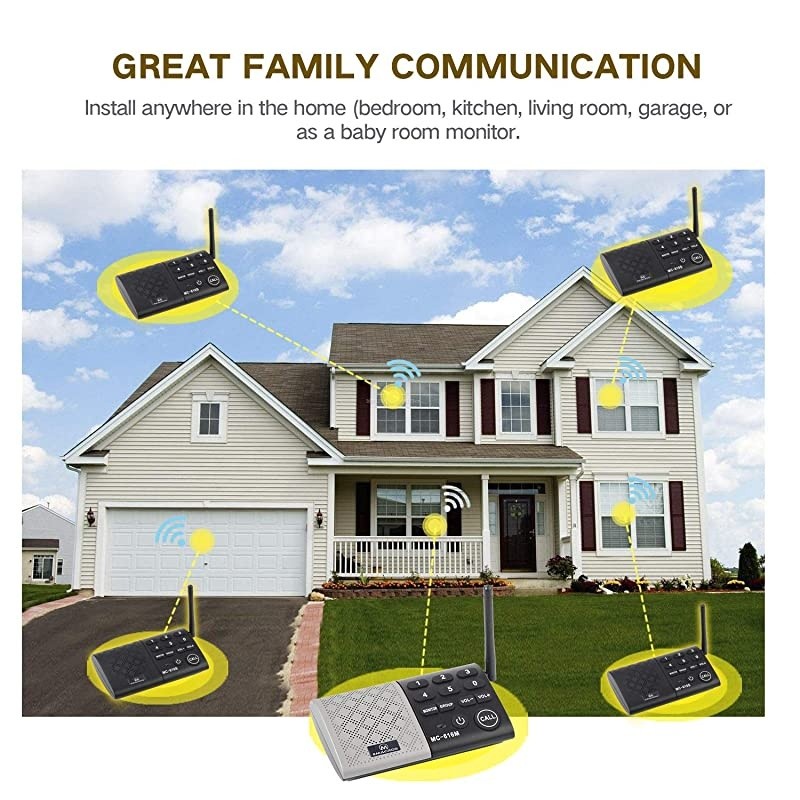 Portable Wireless Intercom System 1000 feet Full Duplex Intercom System for Home and Office,Room to Room Intercom, Home Communication System