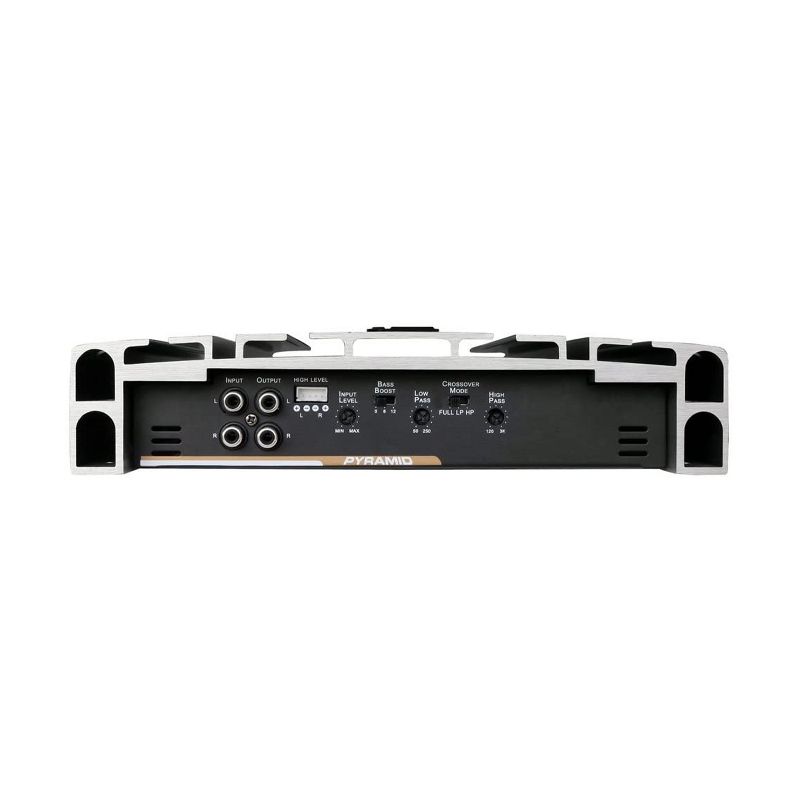 Pyramid PB3818 5000 Watt 2 Channel Slim Bodied Car Audio Bridgeable MOSFET Power Amplifier with Variable Bass Boost, Gain Control, &Crossovers, Silver