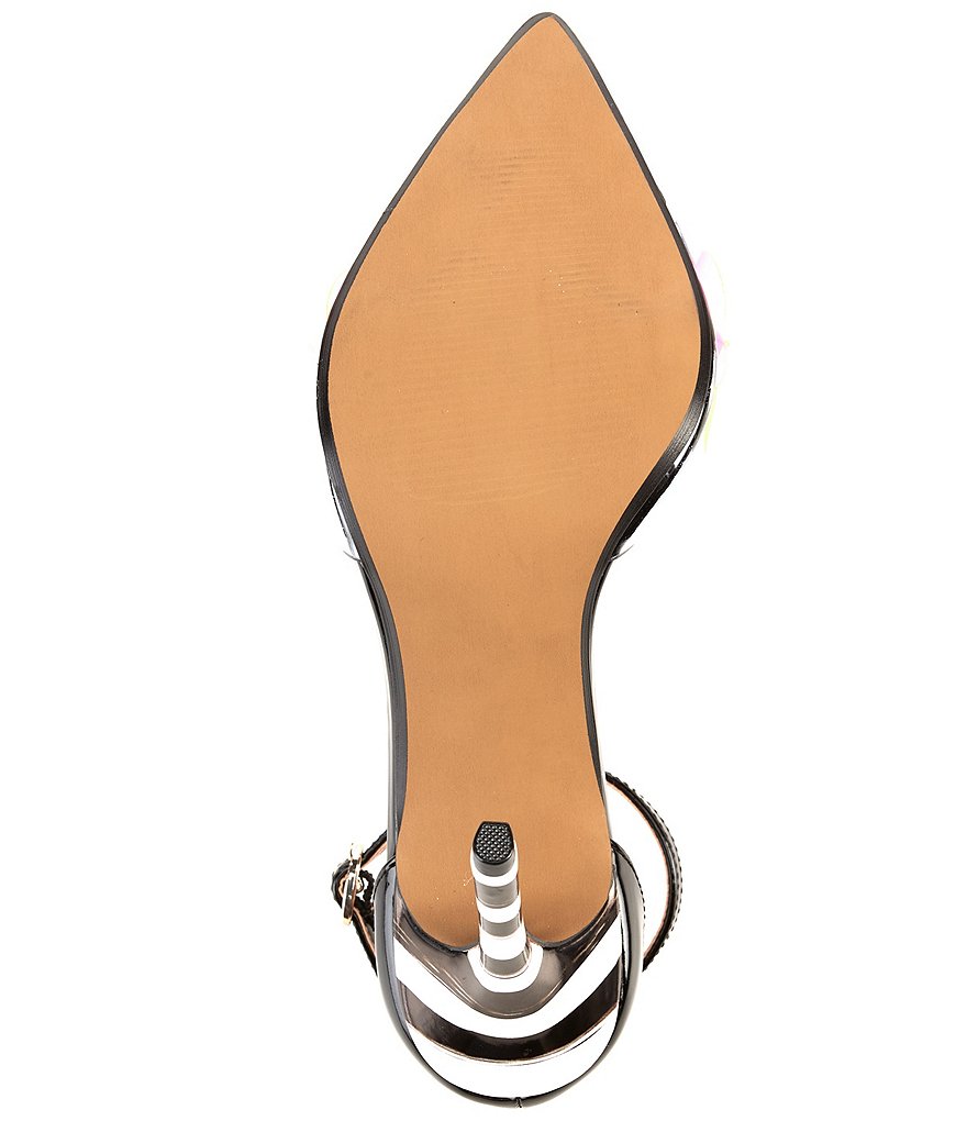 Betsey Johnson Landyn Clear Flower Detail Ankle Strap Pumps