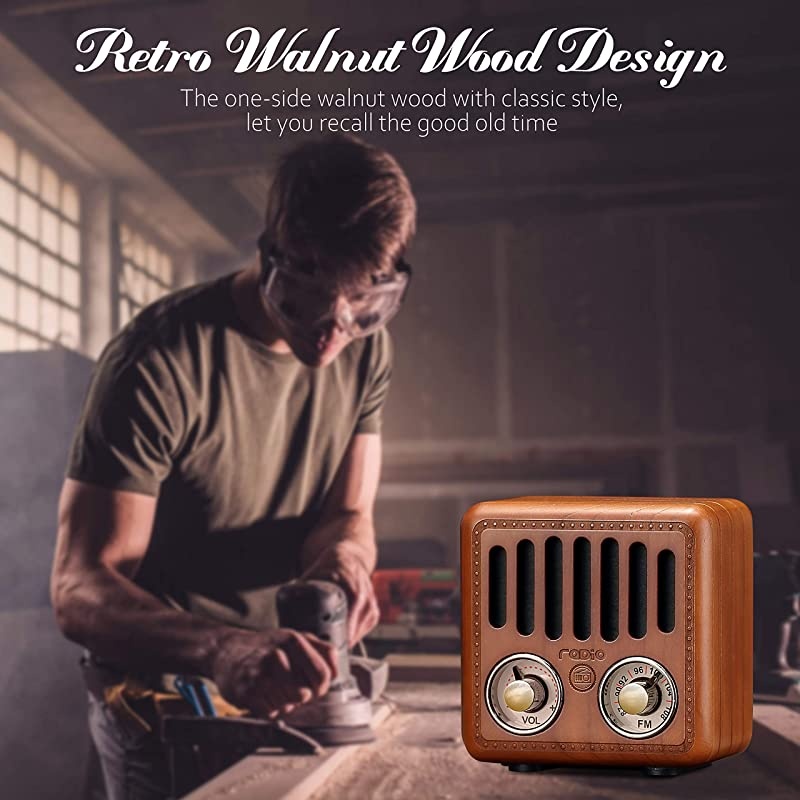Retro Radio Vintage Bluetooth Speaker  Walnut Wooden FM Radio with Bluetooth 42 Old Fashioned Classic Style Good Bass Enhancement Loud Volume TF CardAUX for Home Office Kitchen