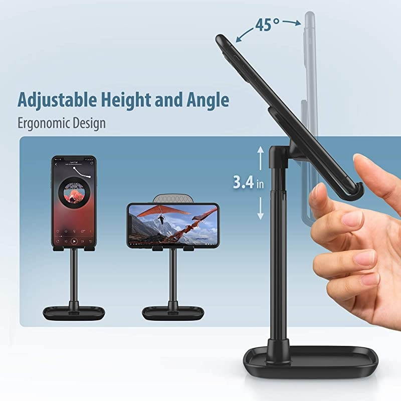 Cell Phone Stand,  Angle Height Adjustable Cell Phone Stand for Desk, Thick Case Friendly Phone Holder Stand for Desk, Compatible with All Mobile Phone (Pink)