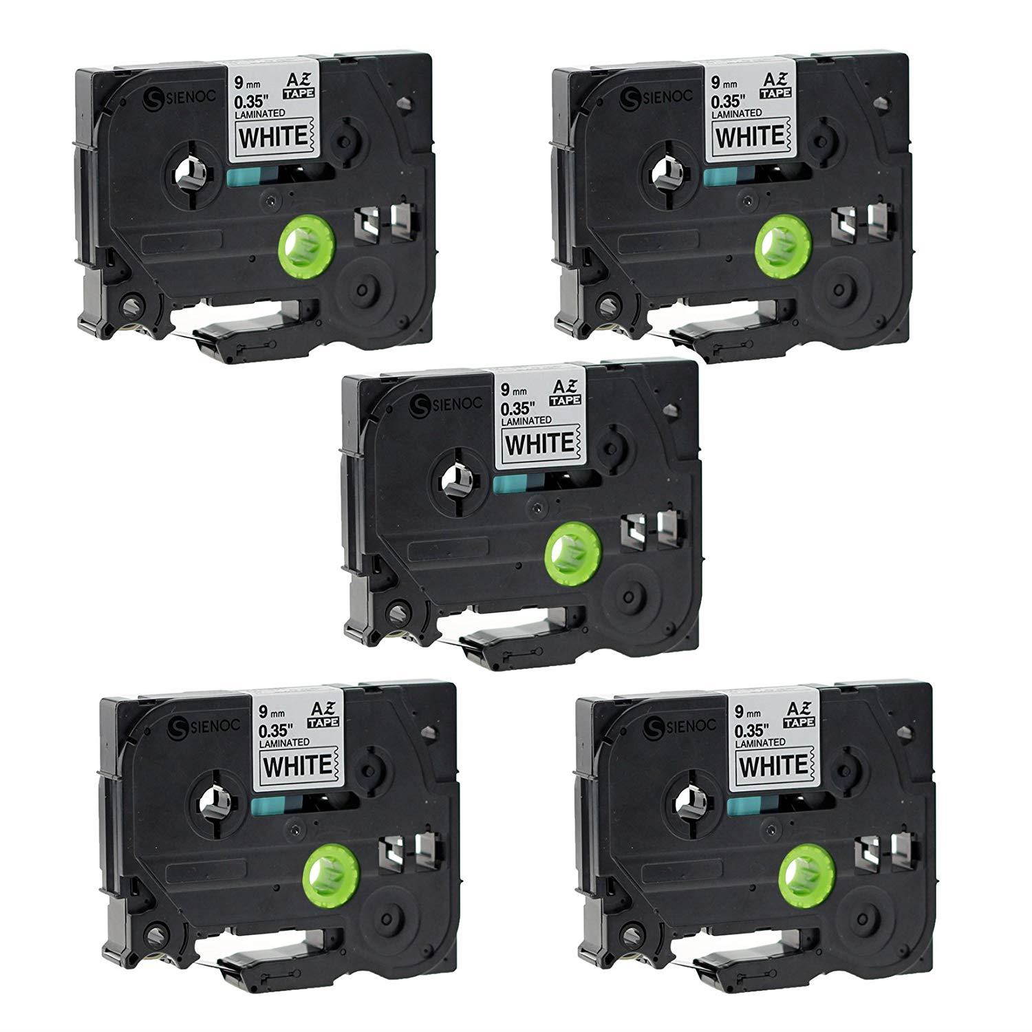 SIENOC Replacement Label Tape Compatible with Brother TZ221 Tze221 Pack of 5