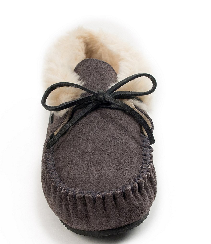 Minnetonka Chrissy Faux Shearling Suede Bootie Slippers