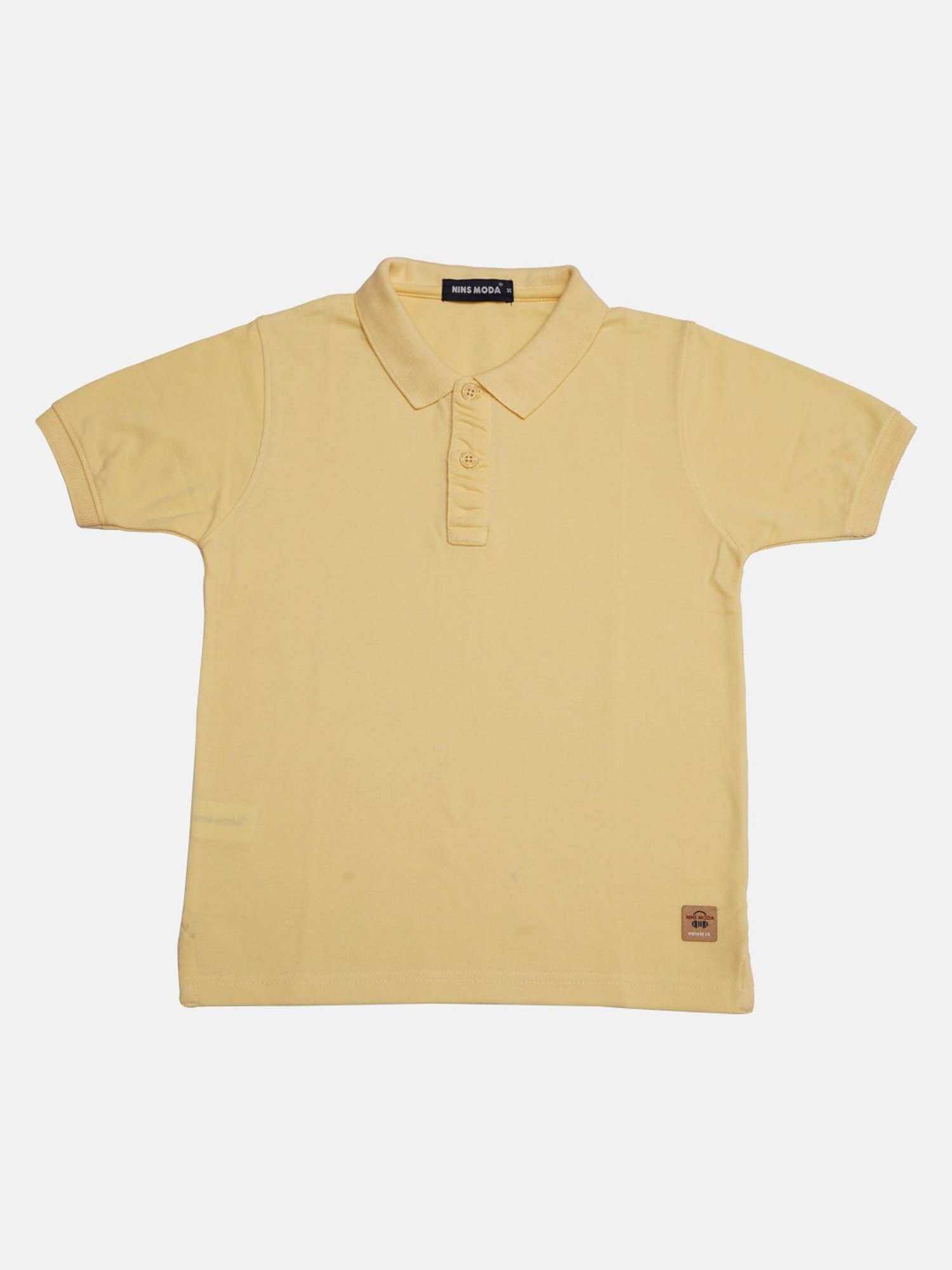 NINS MODA Kids Beige Solid Polo T-Shirt