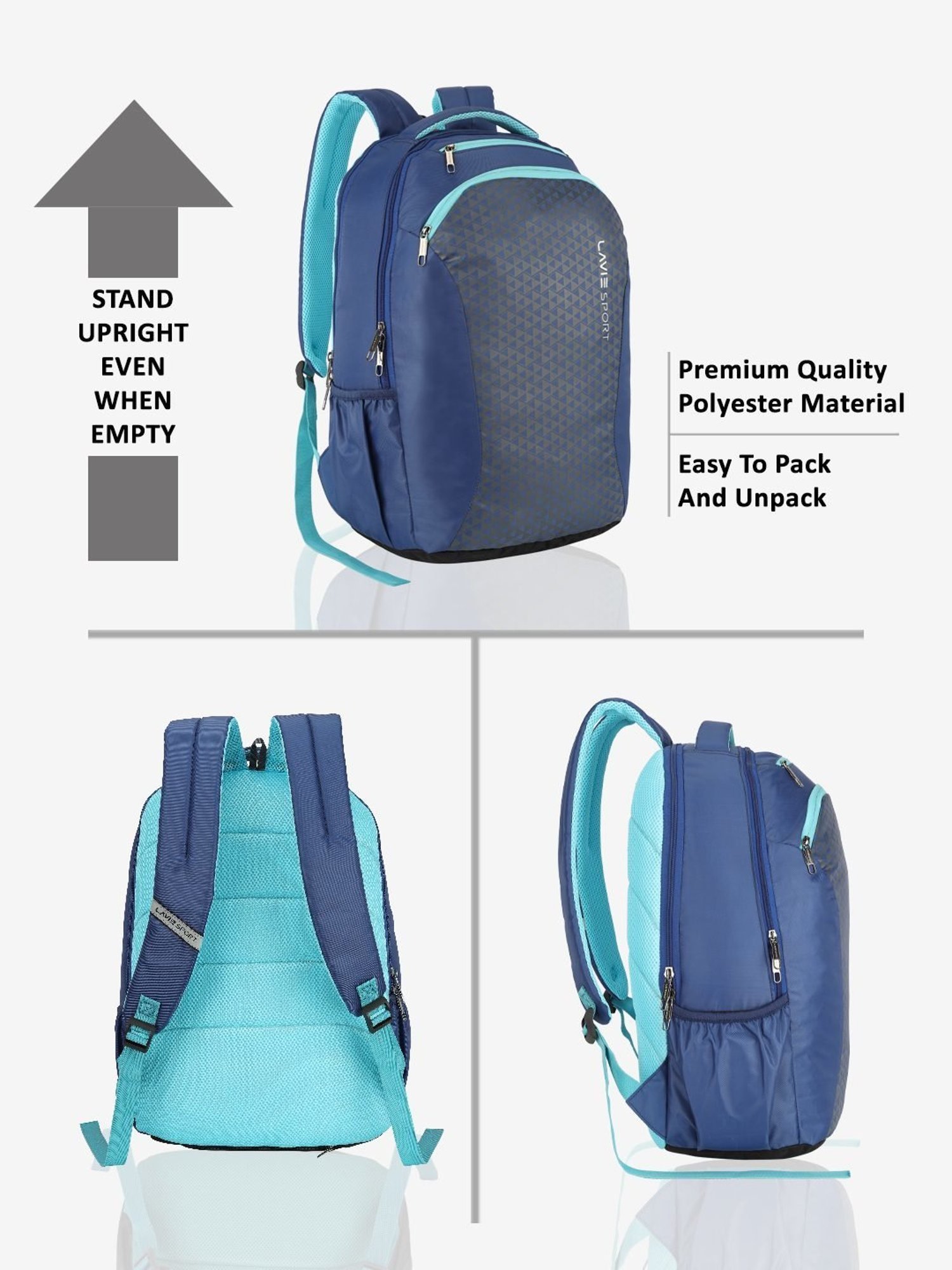 Lavie Sport Rapid Teal Green Polyester Medium Laptop Backpack with Rain Cover