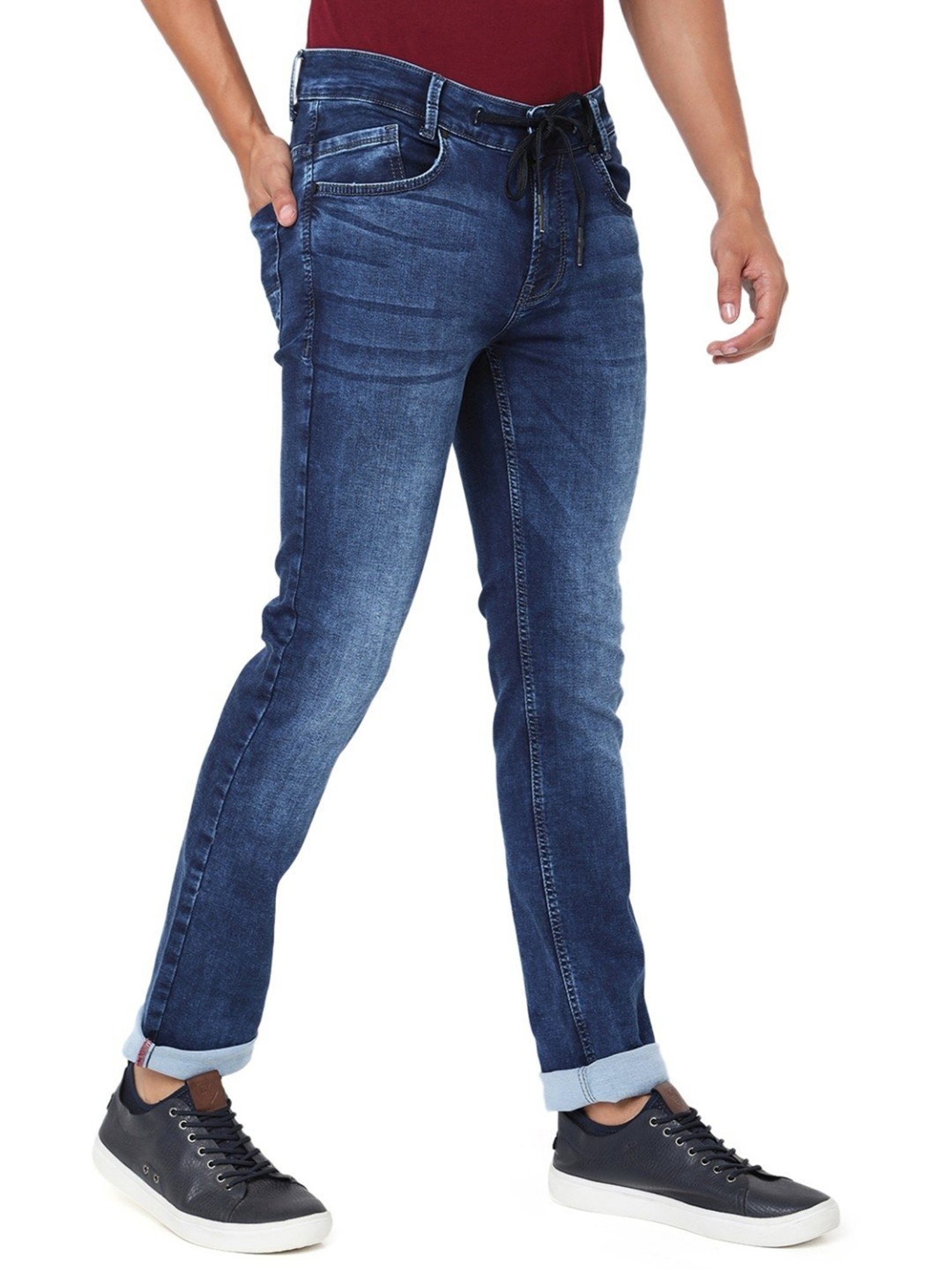 Mufti Dark Blue Cotton Slim Fit Jeans