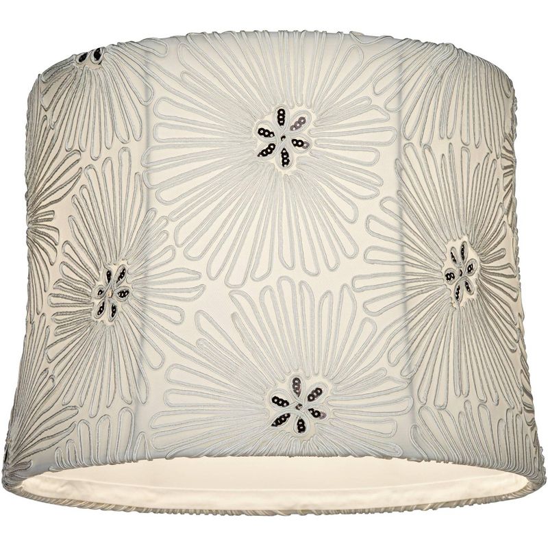 Springcrest Marion White Floral Lace Medium Drum Lamp Shade 12" Top x 13" Bottom x 10" High (Spider) Replacement with Harp and Finial