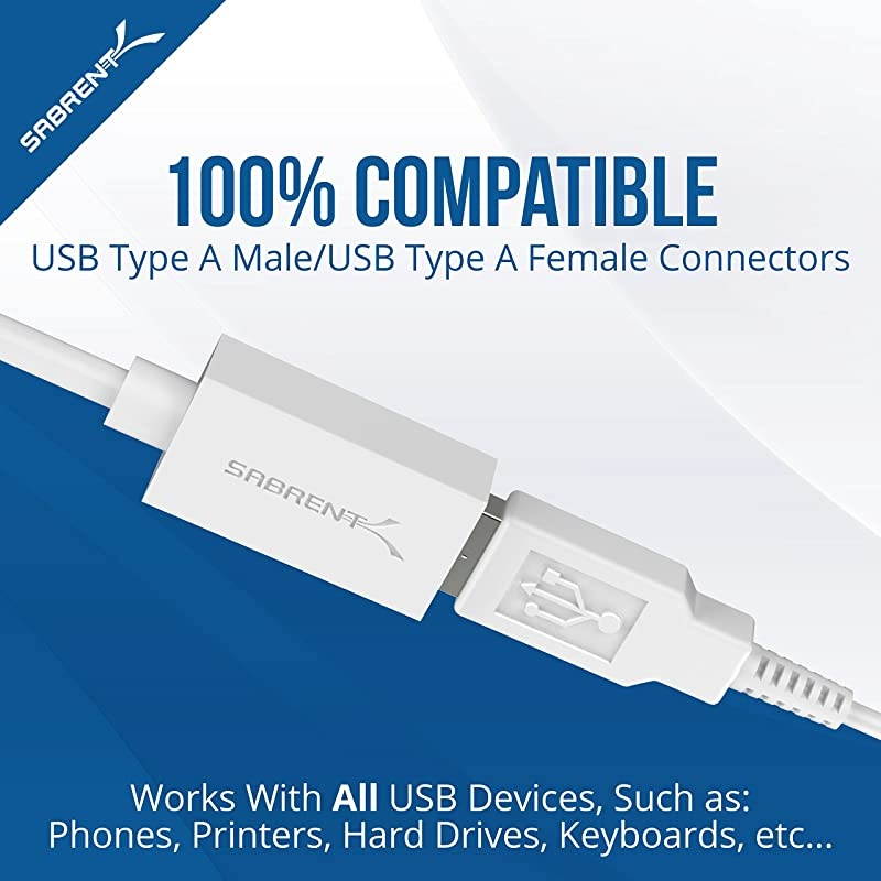 22AWG USB 30 Extension Cable AMale to AFemale White 10 Feet CB301W