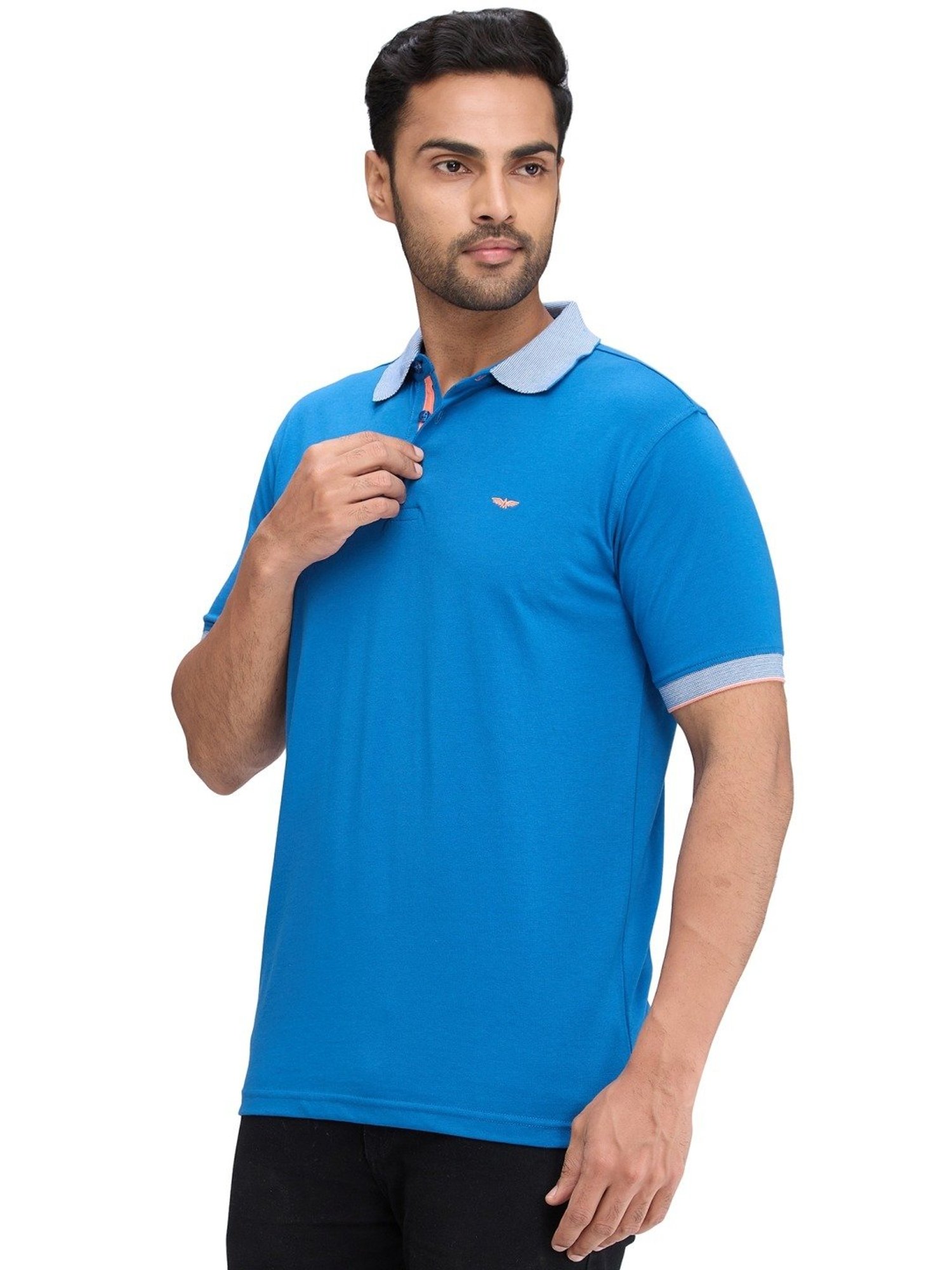 Park Avenue Blue Slim Fit Polo T-Shirt