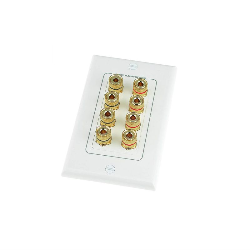 Mediabridge Speaker Wall Plate w/ Binding Posts (4 Pair) - LIMITED TIME OFFER: FREE Low Voltage Metal Mounting Bracket (1-Gang) Binding Post 2-Piece Inset Wall Plate for 2 Speakers (Part# WP1-BPX4 )