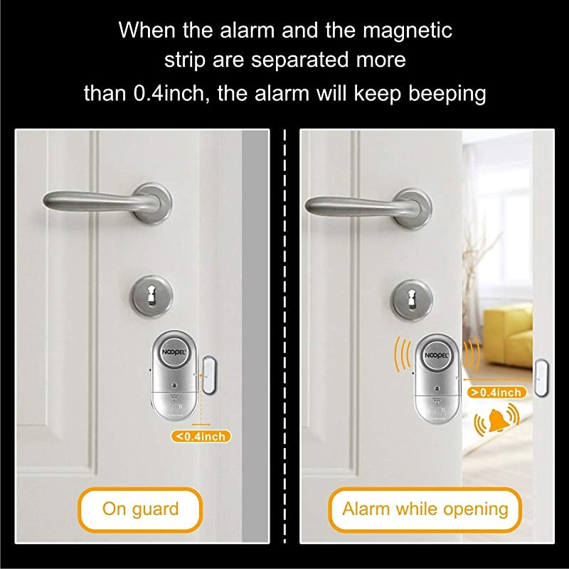 Window Door Alarm 2 Pack, New Version with Two Volume Levels, Wireless Magnetic Burglar Intruder Entry Alarm for Kids Toddlers Indoor Personal Safety