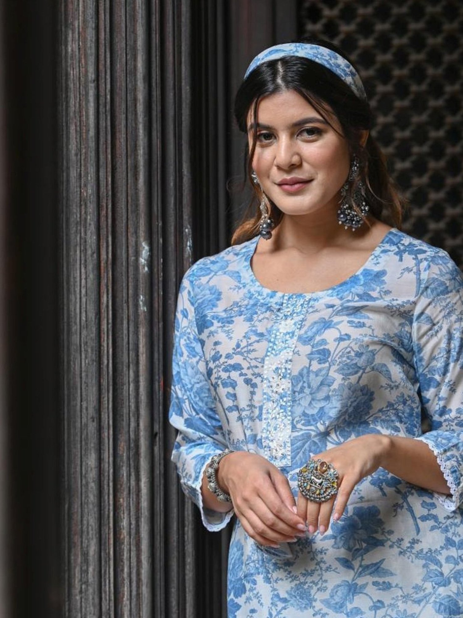 Mahee Jaipur Blue Floral Kurta with Pant