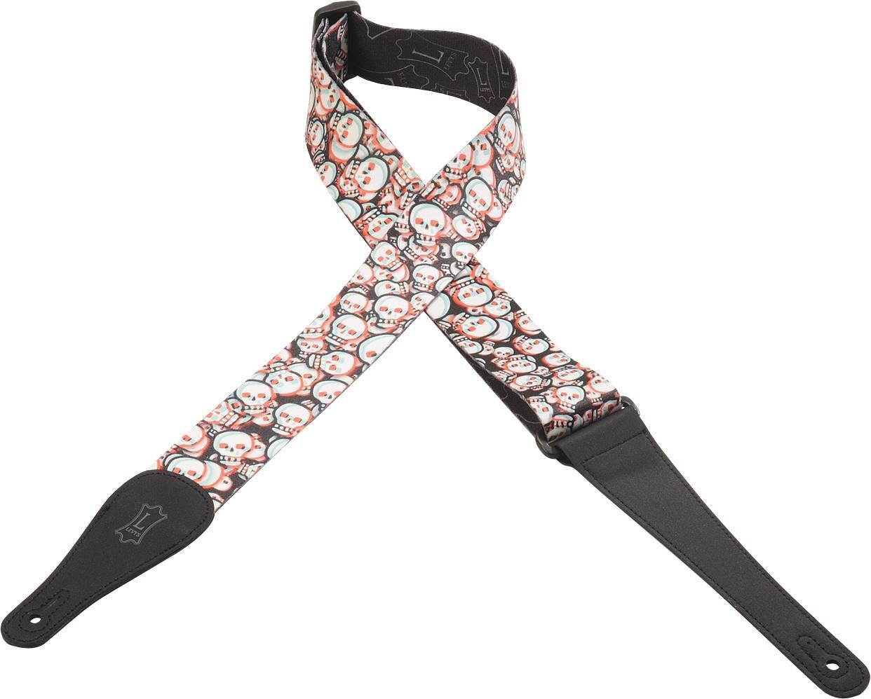 Levy's MPD2-059 2" Polyester Guitar/Bass Strap- Sonic Art - 3-D Skulls