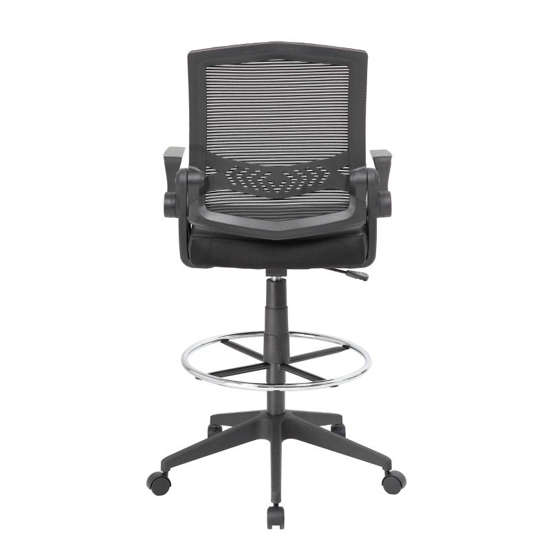 Drafting Stool with Flip Arms Mesh Black - Boss Office Products