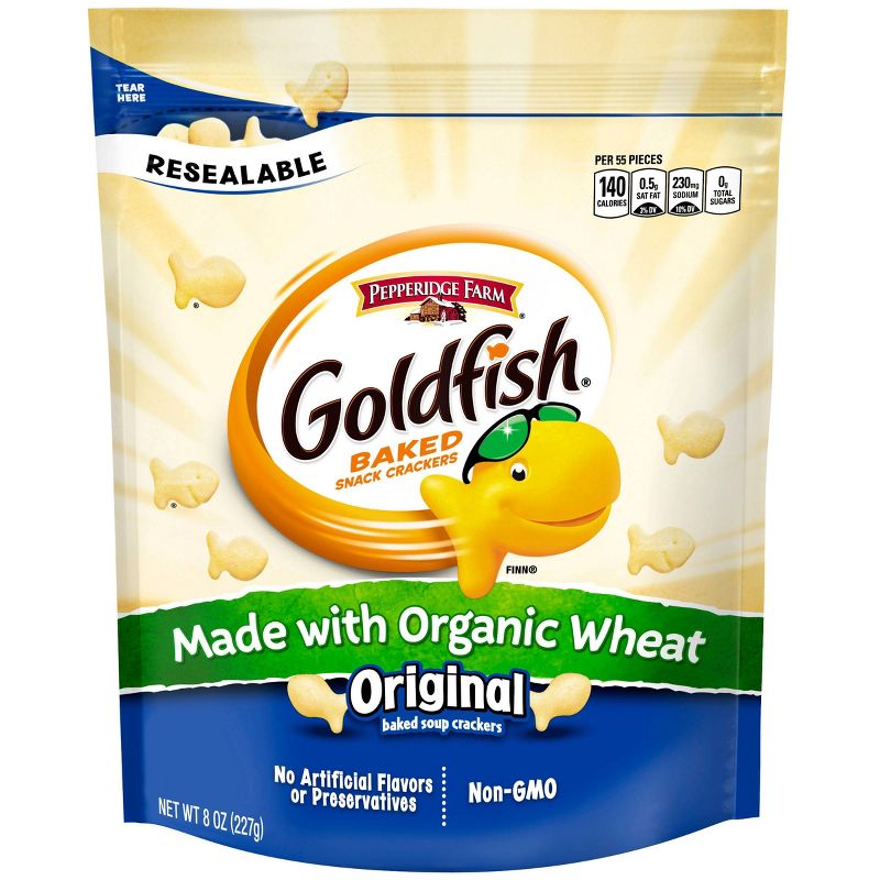 Pepperidge Farm Goldfish Made with Organic Wheat Saltine Crackers - 8oz Re-sealable Bag