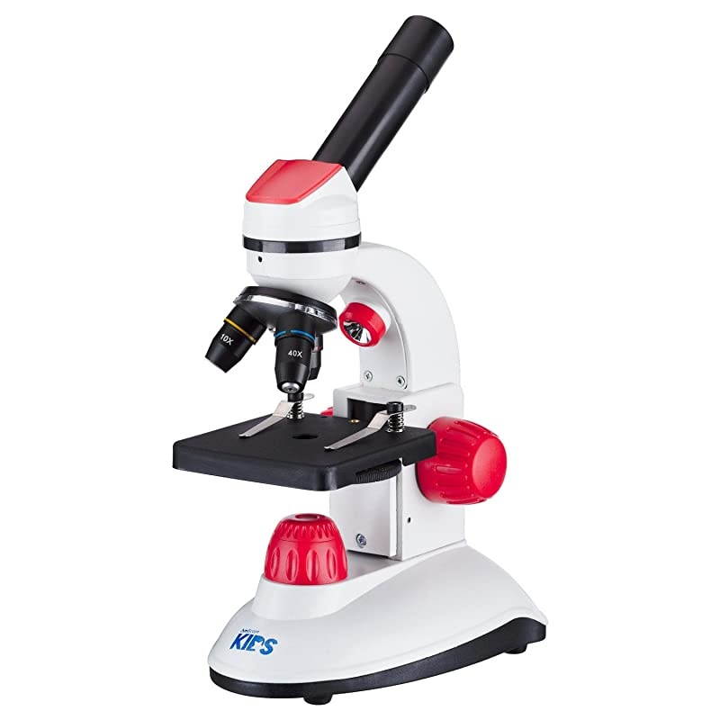 Kids 40X1000X Dual Illumination Microscope Red with Slide Prep Kit and Book