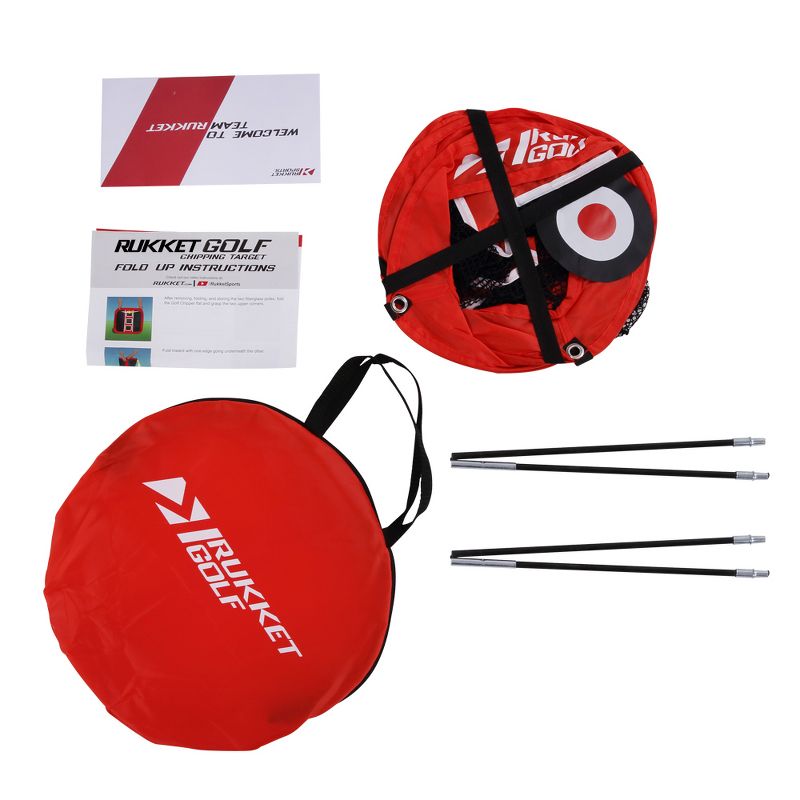 Rukket Sports Indoor/Outdoor Compact Foldable Pop-Up Practice Swing Training Golf Chipping Target Nylon Net, Red