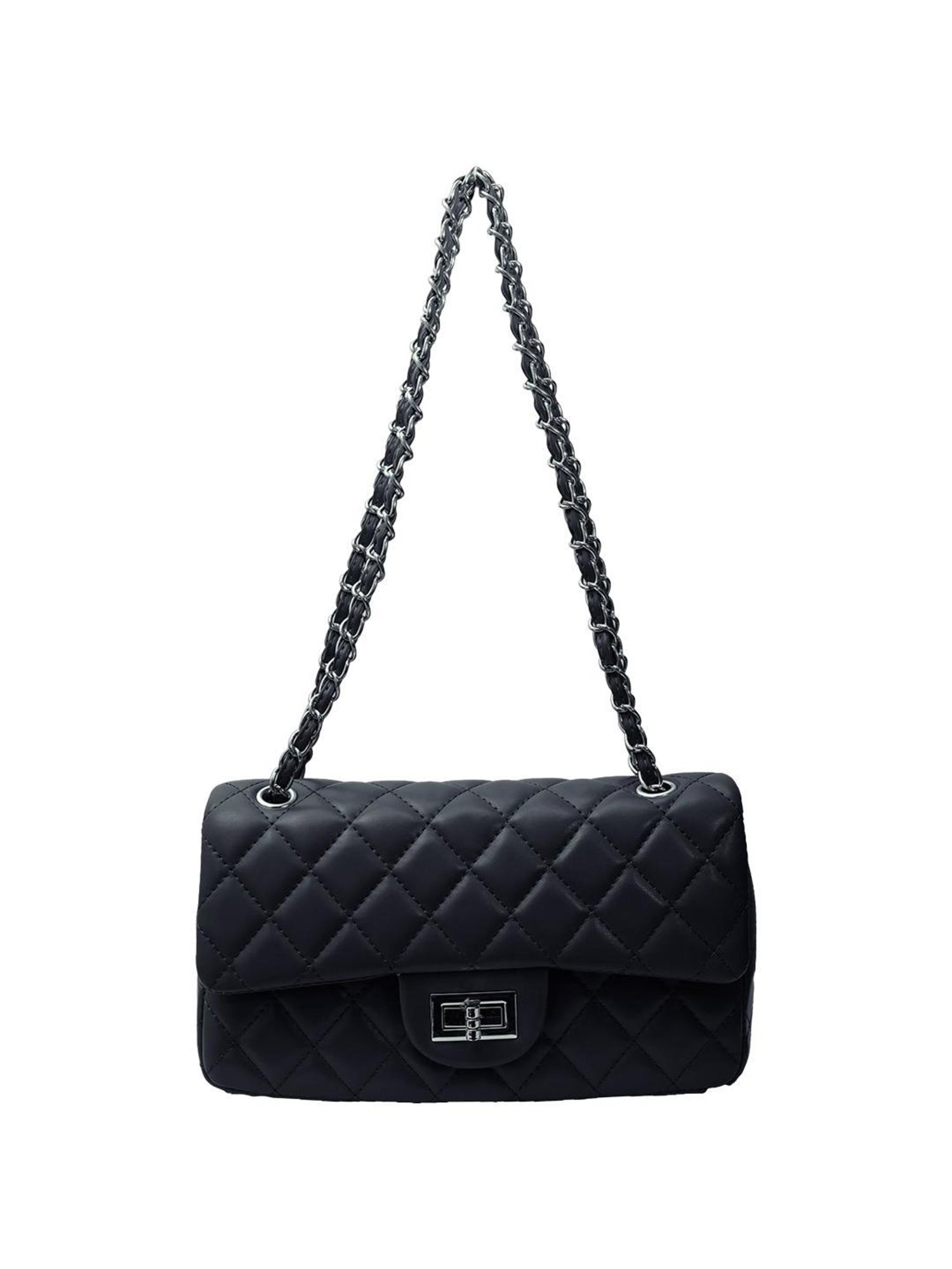 Angeline Black Textured Medium Sling Handbag