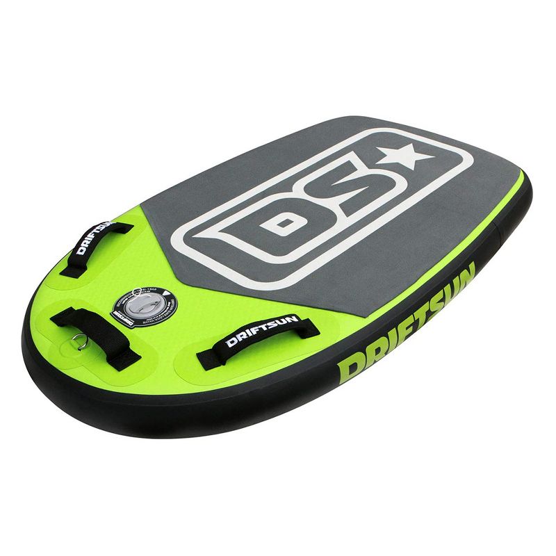 Driftsun Mako 42 Inch Inflatable Lightweight Bodyboard Package w/ Travel Storage Board Straps and Pump for Beginner Kid and Adult Water Sports, Green